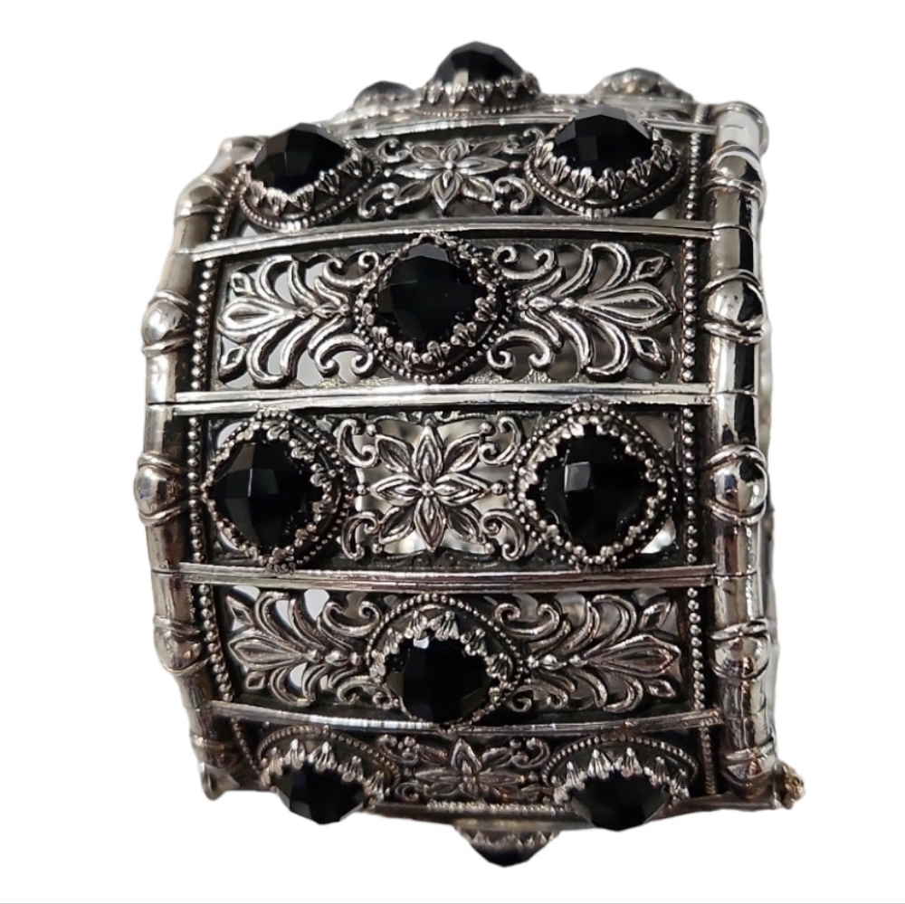 Konstantino Black Onyx 925 Silver Cuff Bracelet - Picture 2 of 6